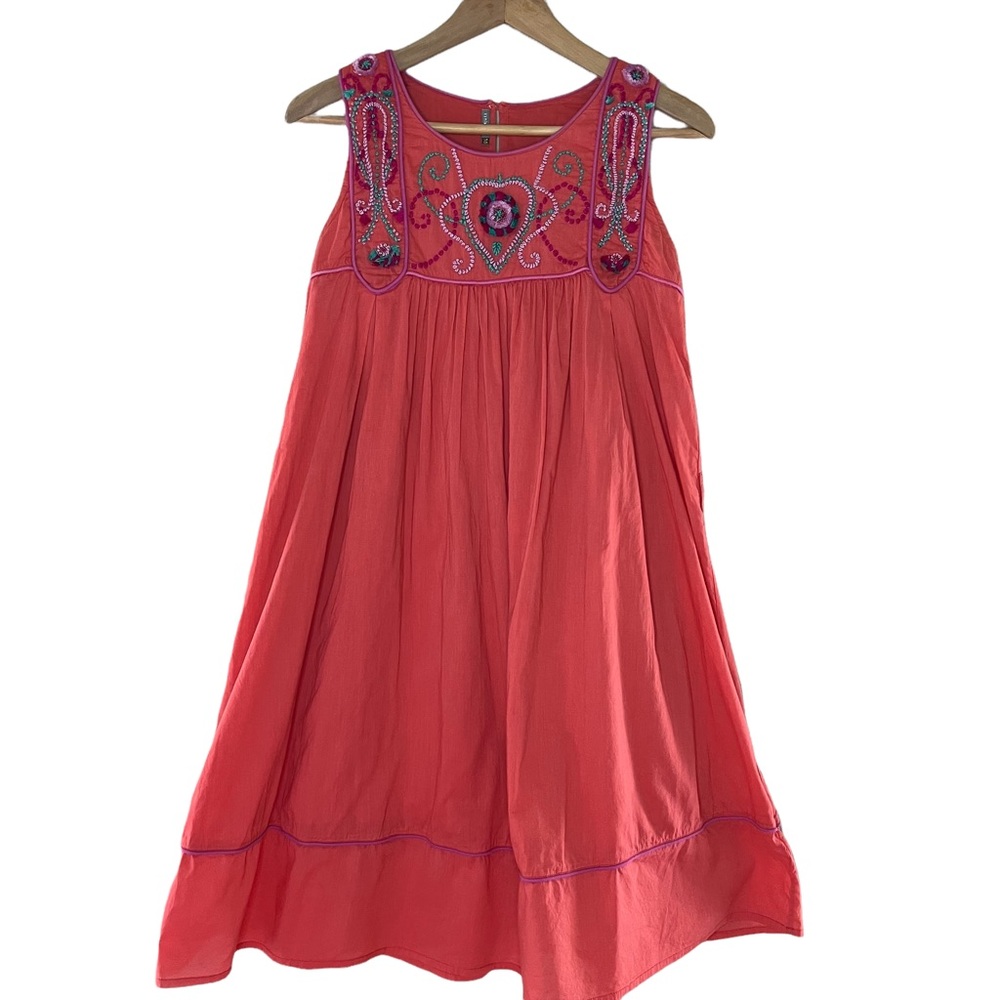 Matta coral voile embroidered mini dress